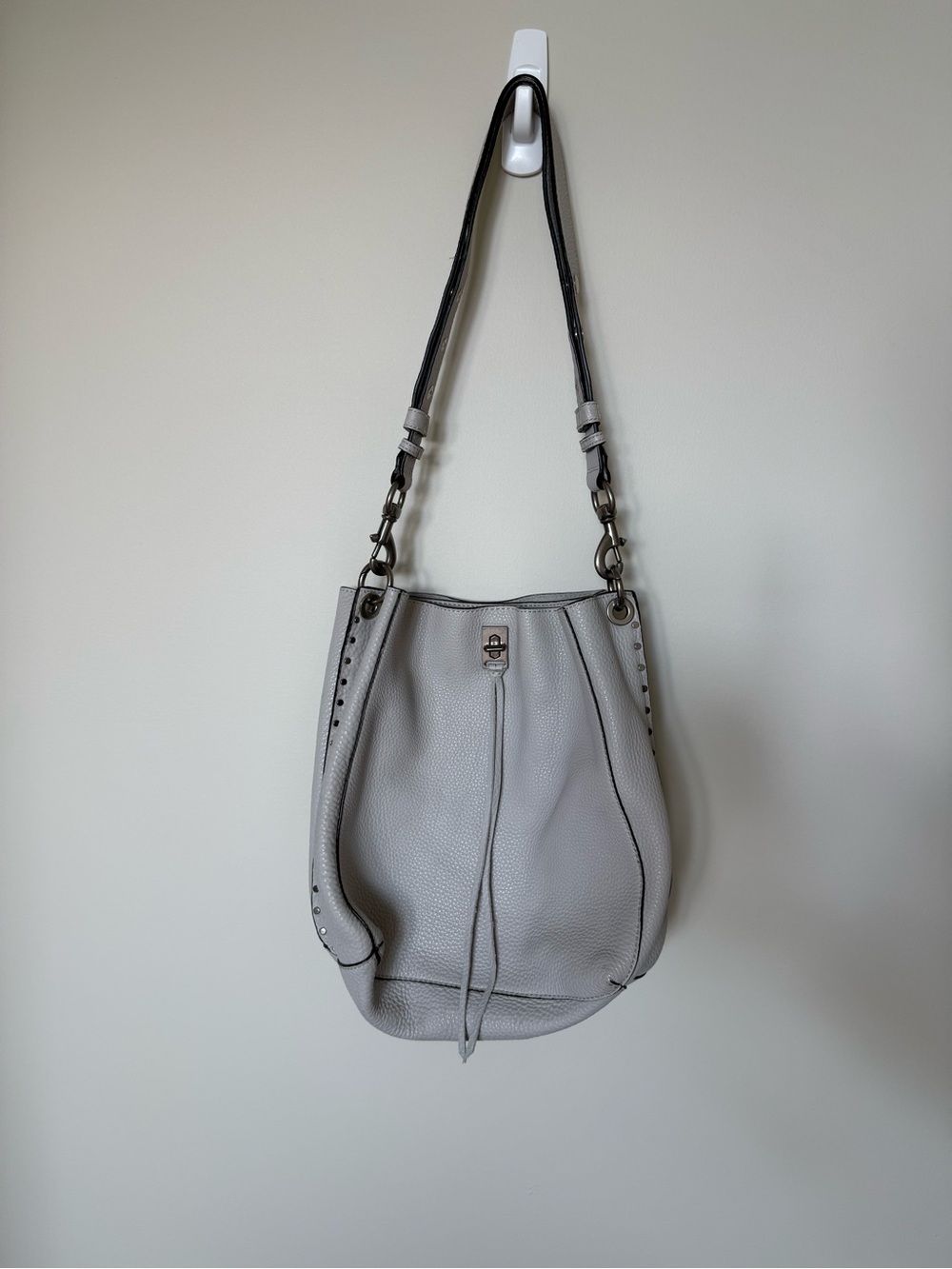 Rebecca Minkoff Darren Light Gray Pebbled Leather Shoulder Bag